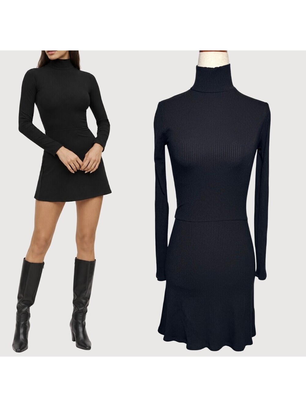 Reformation Maya Tencel Ribbed Turtleneck Mini Dress XS